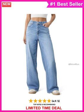 High Waisted Wide Leg Baggy Jeans Oversized Distressed Denim Pants